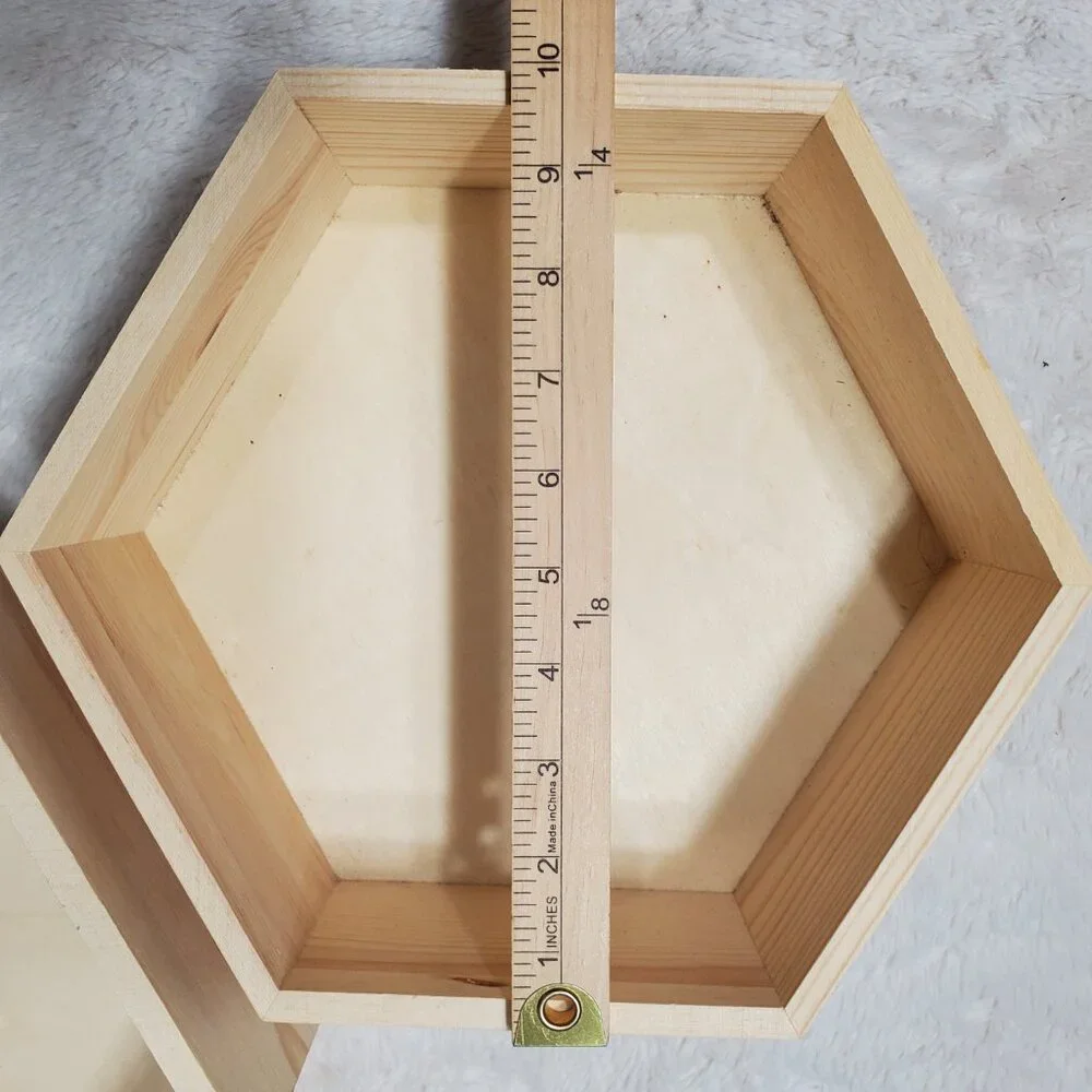 NWT Hexagon Wooden Tray Set Hexagon Wall Shelves Set of 3